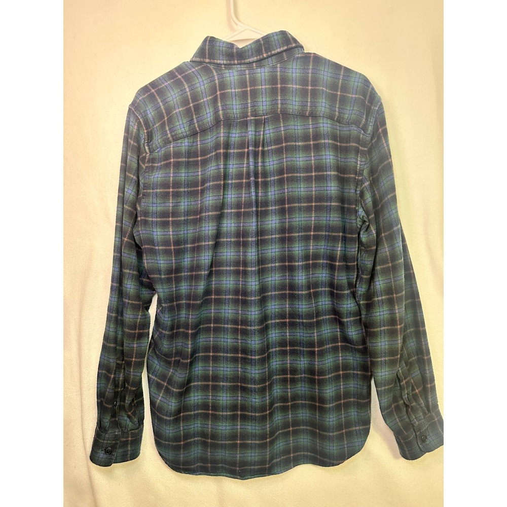 Gap Mens Flannel Plaid Button Down Shirt Navy Green Standard Fit Medium - Picture 7 of 10